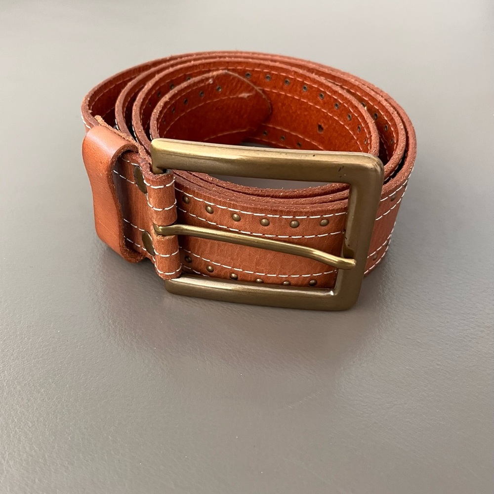 Vintage “Banana Republic” Leather Belt - Brass Buckle - Size Lg - Bundle & Save!